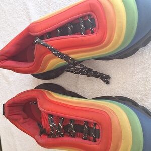 Men lace up shoes